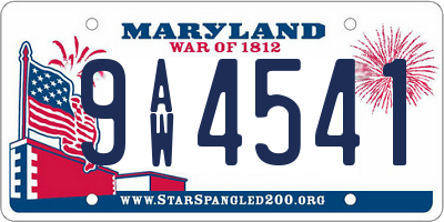 MD license plate 9AW4541