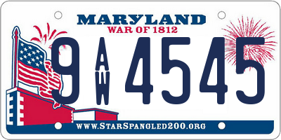 MD license plate 9AW4545
