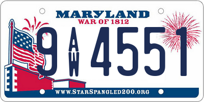 MD license plate 9AW4551