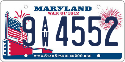 MD license plate 9AW4552