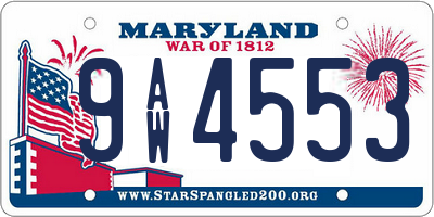 MD license plate 9AW4553