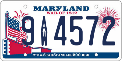 MD license plate 9AW4572