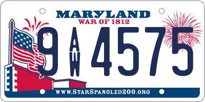 MD license plate 9AW4575