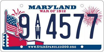 MD license plate 9AW4577