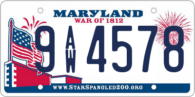 MD license plate 9AW4578