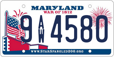 MD license plate 9AW4580
