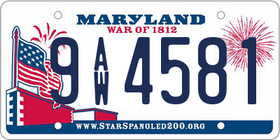 MD license plate 9AW4581