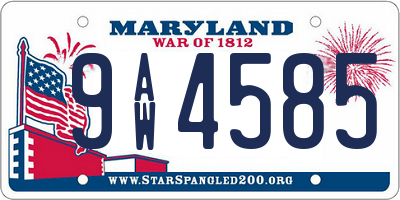 MD license plate 9AW4585