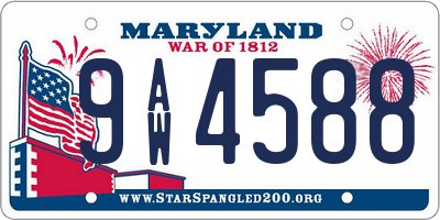 MD license plate 9AW4588