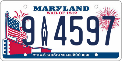 MD license plate 9AW4597