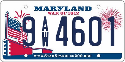 MD license plate 9AW4601