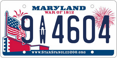MD license plate 9AW4604