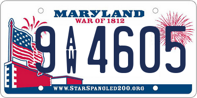 MD license plate 9AW4605