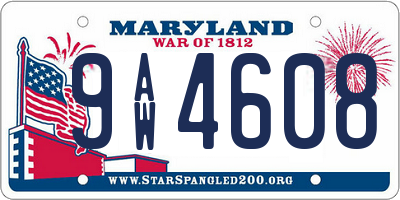 MD license plate 9AW4608