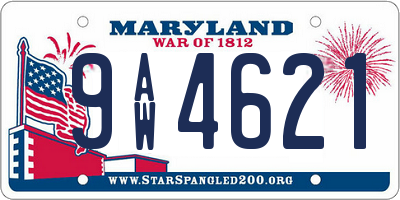 MD license plate 9AW4621