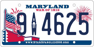 MD license plate 9AW4625