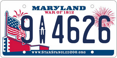MD license plate 9AW4626