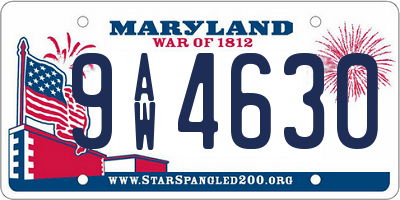 MD license plate 9AW4630