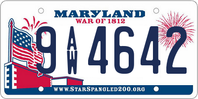 MD license plate 9AW4642