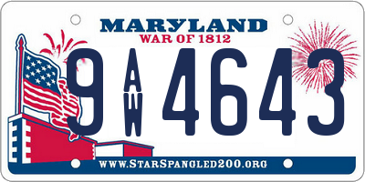 MD license plate 9AW4643