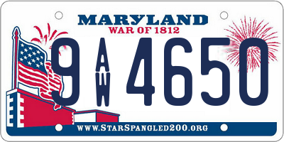 MD license plate 9AW4650