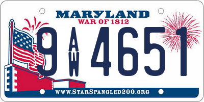 MD license plate 9AW4651