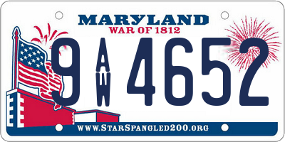 MD license plate 9AW4652