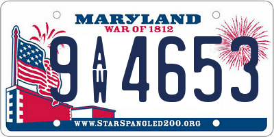 MD license plate 9AW4653