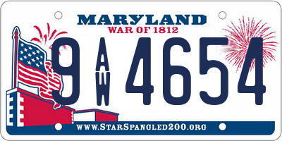 MD license plate 9AW4654