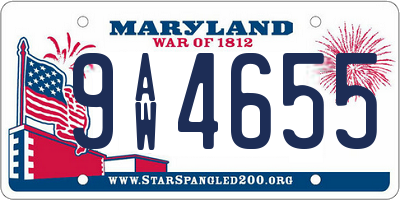 MD license plate 9AW4655