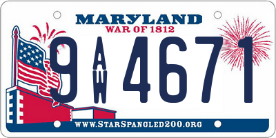 MD license plate 9AW4671