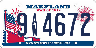 MD license plate 9AW4672