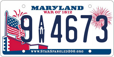 MD license plate 9AW4673