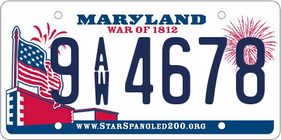 MD license plate 9AW4678