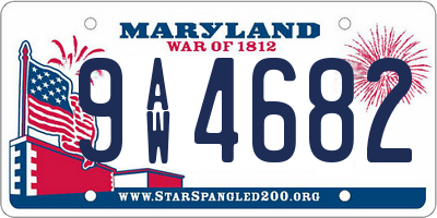 MD license plate 9AW4682
