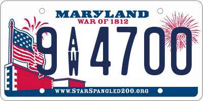 MD license plate 9AW4700