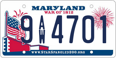 MD license plate 9AW4701