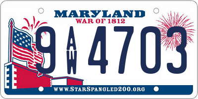 MD license plate 9AW4703