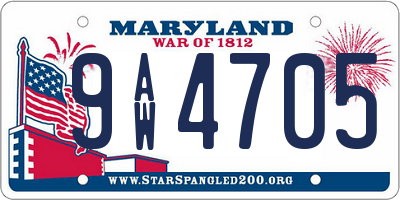 MD license plate 9AW4705