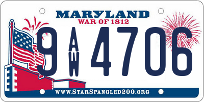 MD license plate 9AW4706
