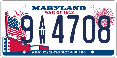 MD license plate 9AW4708
