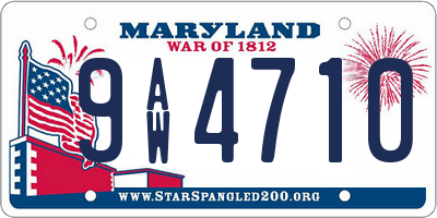 MD license plate 9AW4710