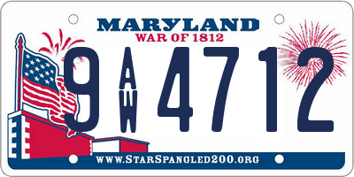 MD license plate 9AW4712