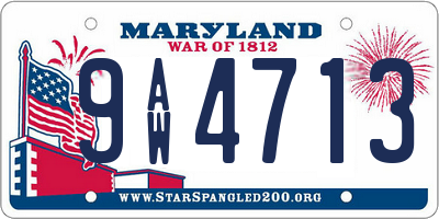 MD license plate 9AW4713