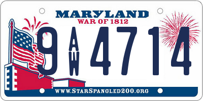 MD license plate 9AW4714