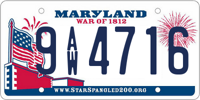 MD license plate 9AW4716