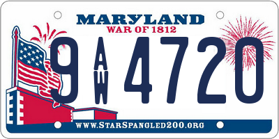 MD license plate 9AW4720