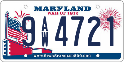 MD license plate 9AW4721