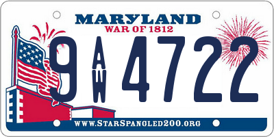 MD license plate 9AW4722