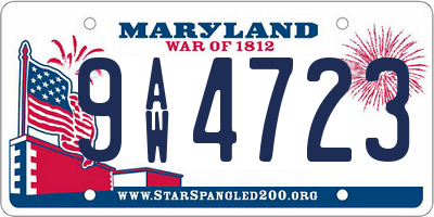 MD license plate 9AW4723
